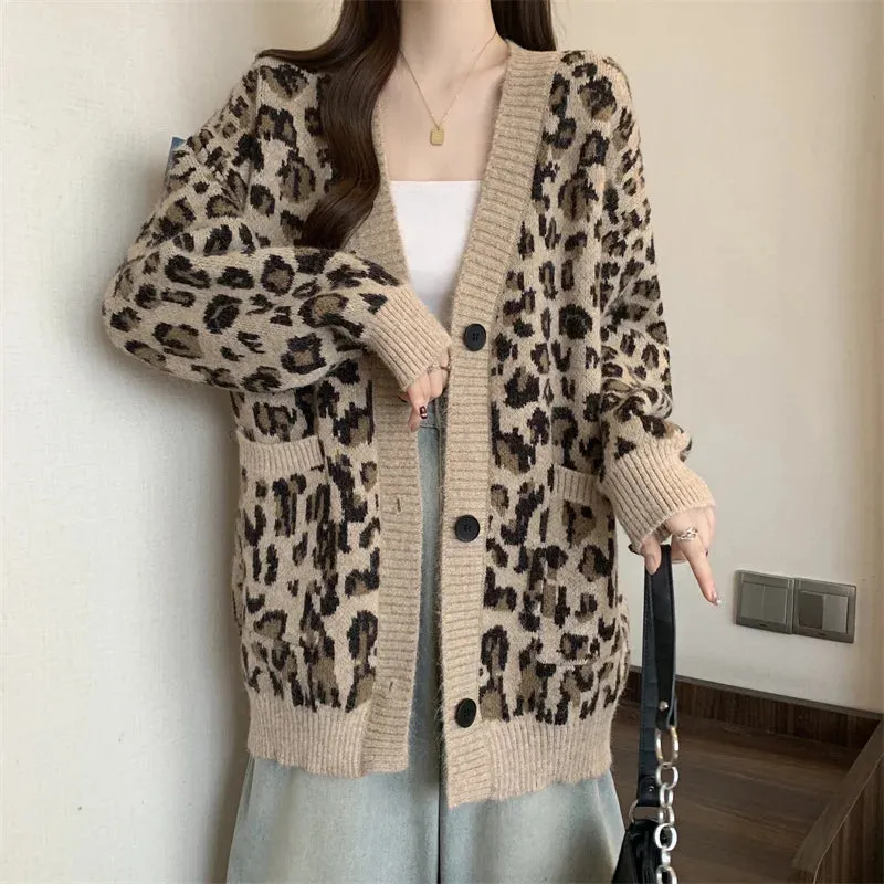 Oversized Animal Print Cardigan