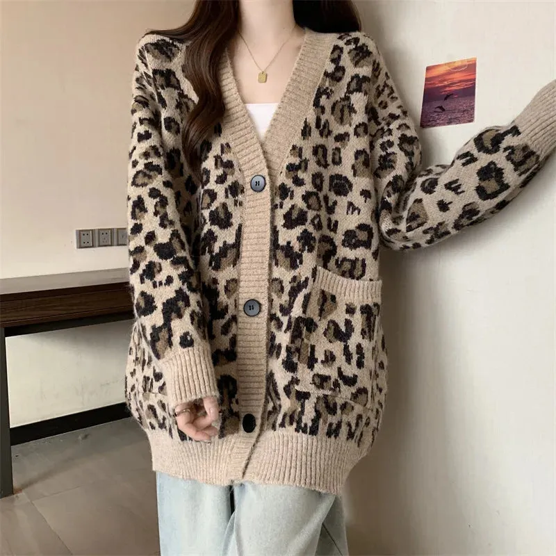 Oversized Animal Print Cardigan