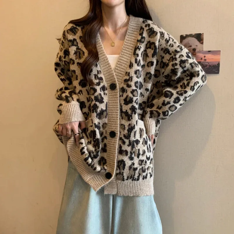 Oversized Animal Print Cardigan
