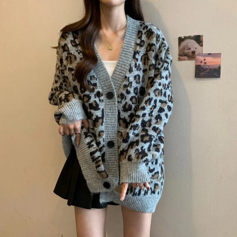 Oversized Animal Print Cardigan