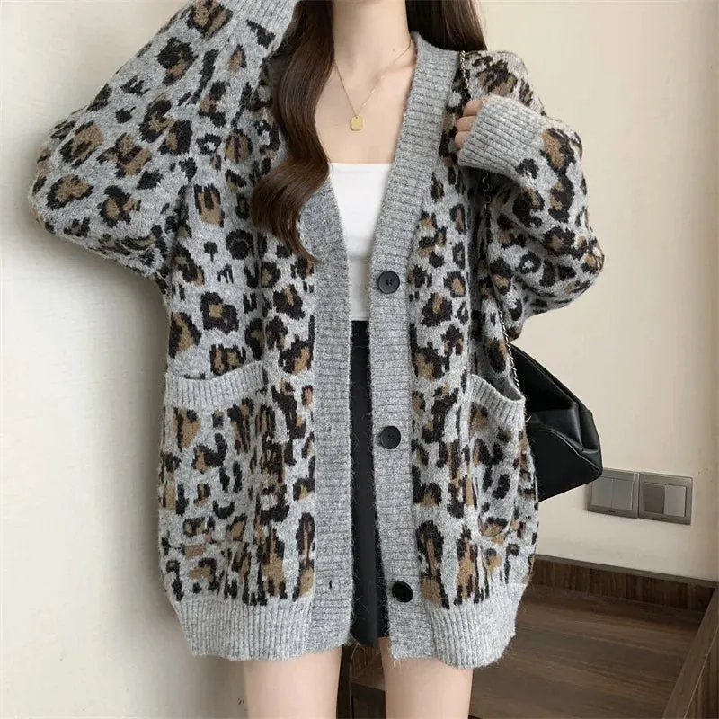 Oversized Animal Print Cardigan