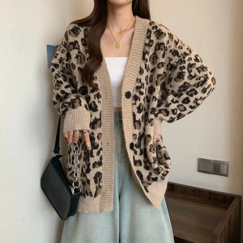Oversized Animal Print Cardigan