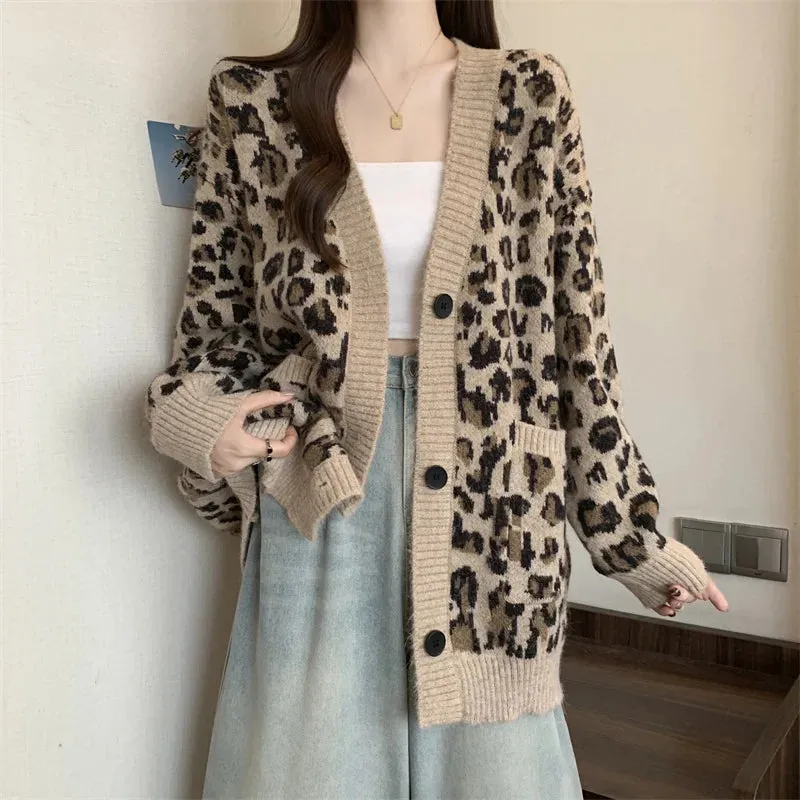 Oversized Animal Print Cardigan