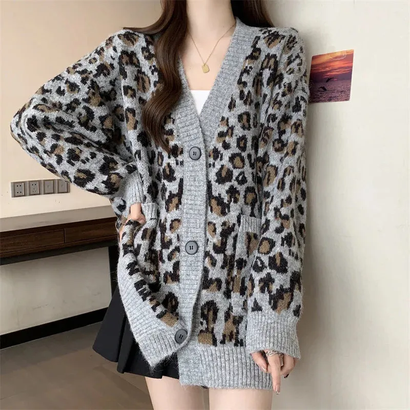 Oversized Animal Print Cardigan