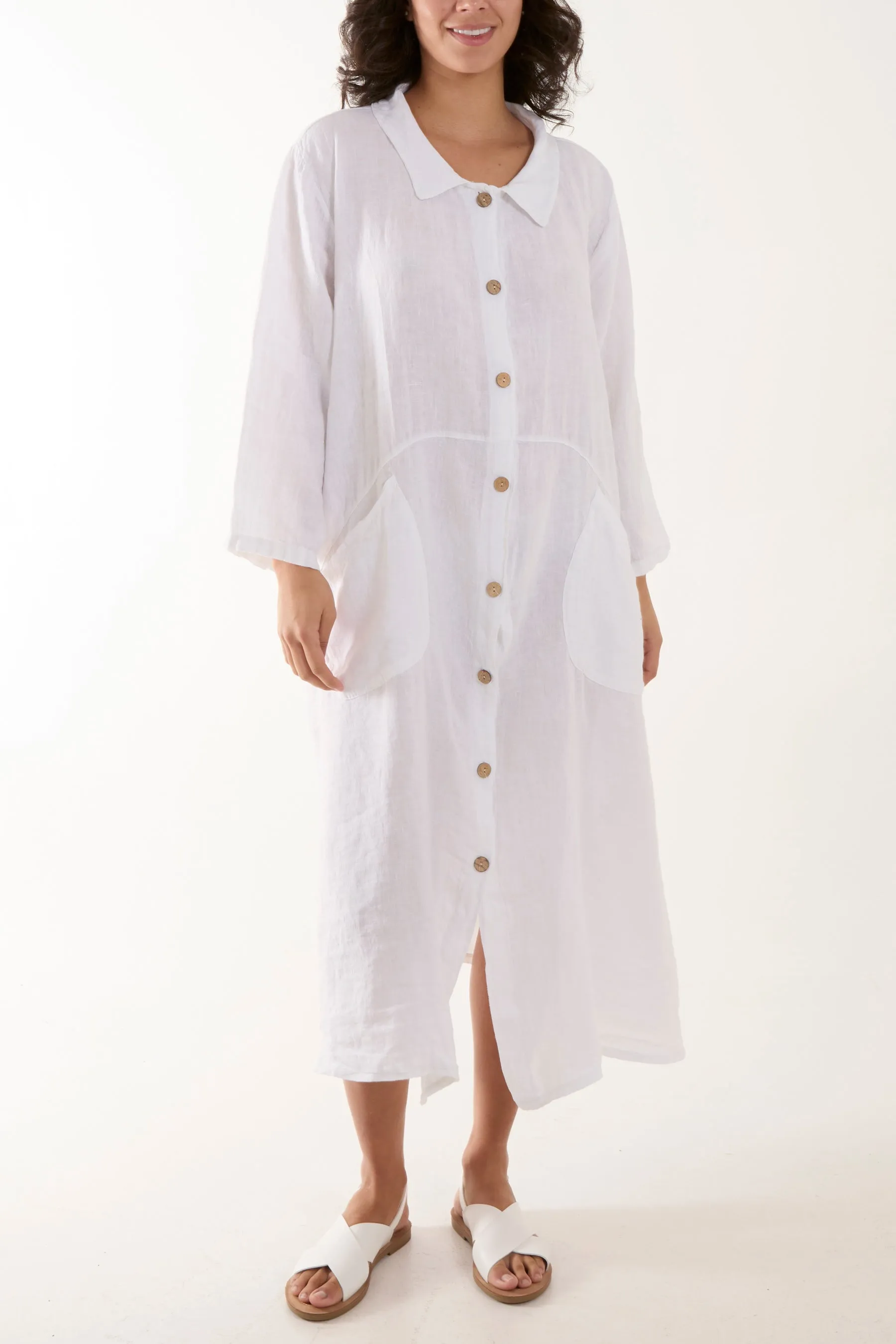 Oversized Button Through Pocket Shirt Dress
