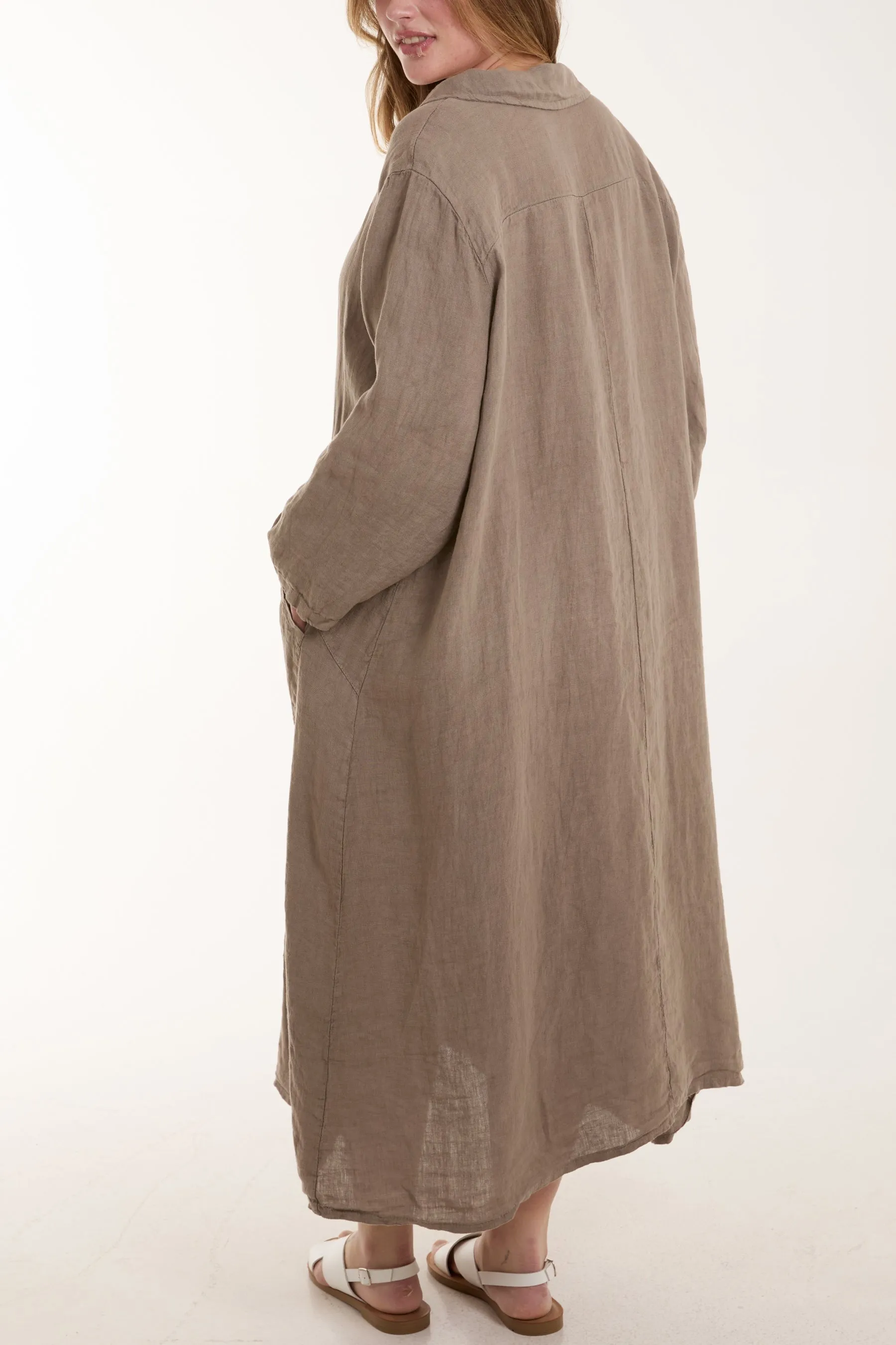 Oversized Button Through Pocket Shirt Dress