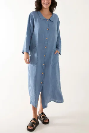 Oversized Button Through Pocket Shirt Dress