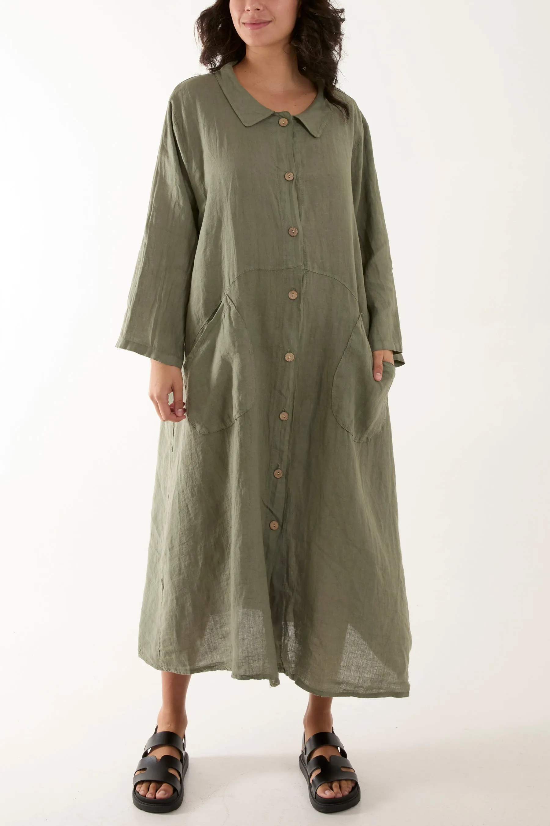 Oversized Button Through Pocket Shirt Dress