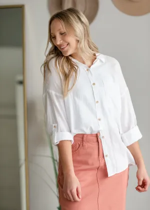 Oversized Cotton Button Down Shirt