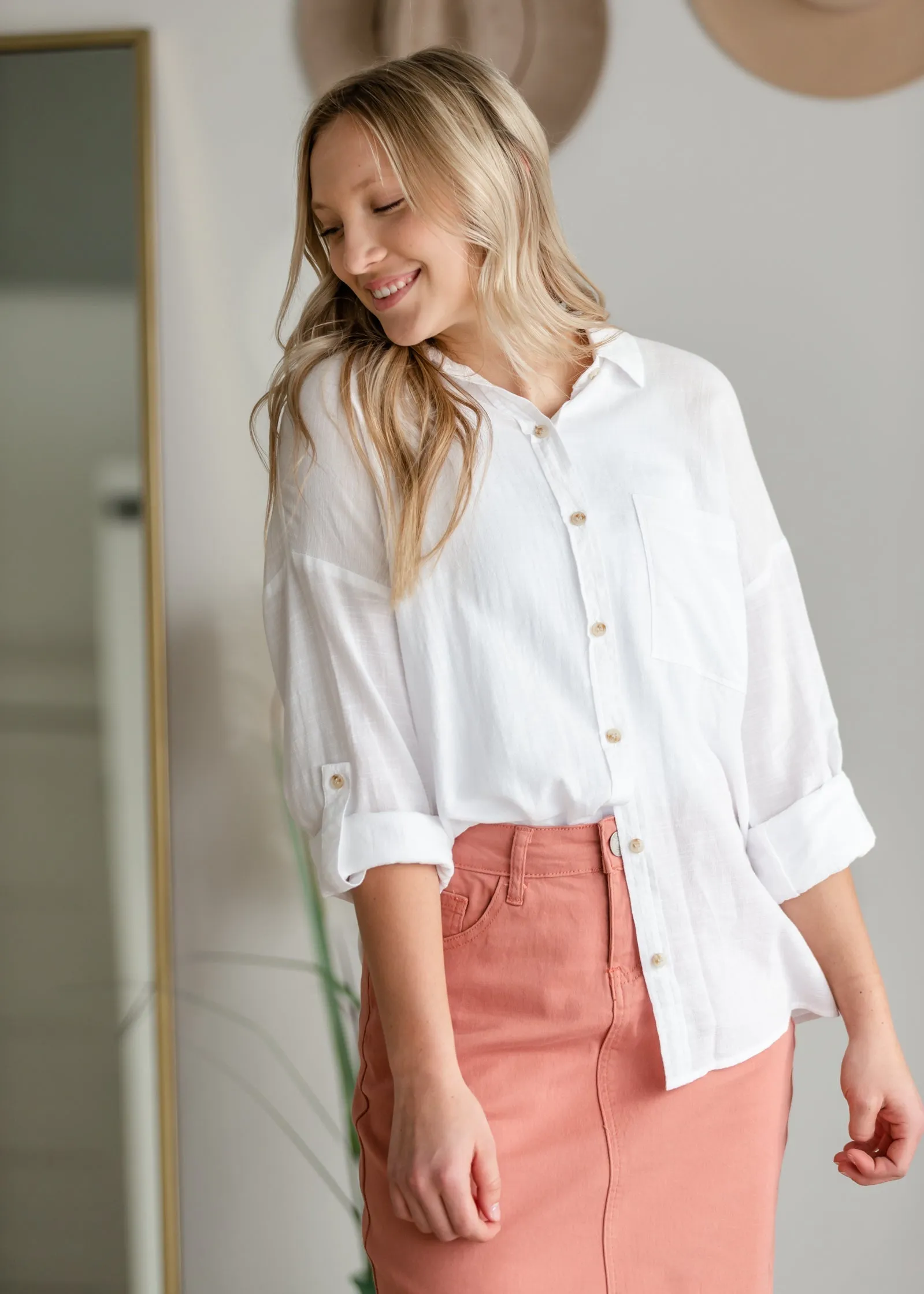 Oversized Cotton Button Down Shirt
