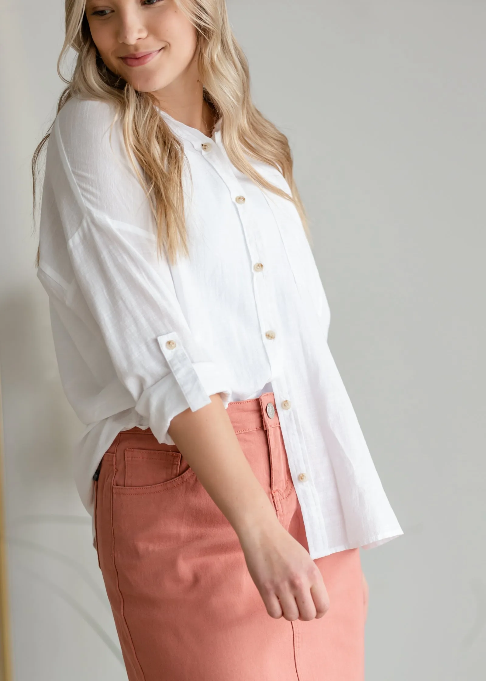 Oversized Cotton Button Down Shirt