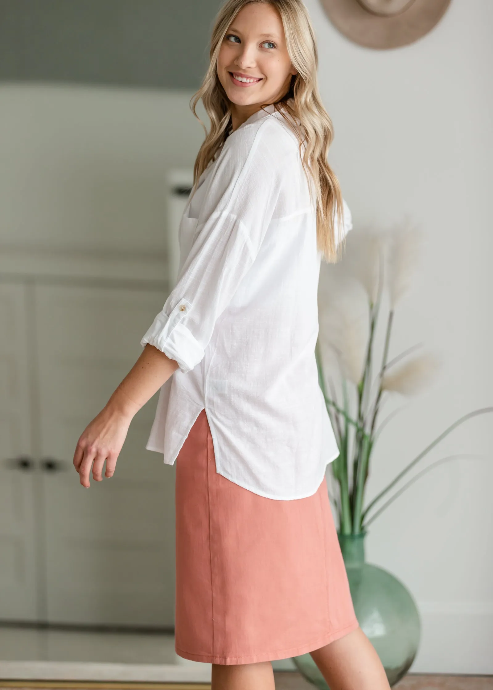 Oversized Cotton Button Down Shirt
