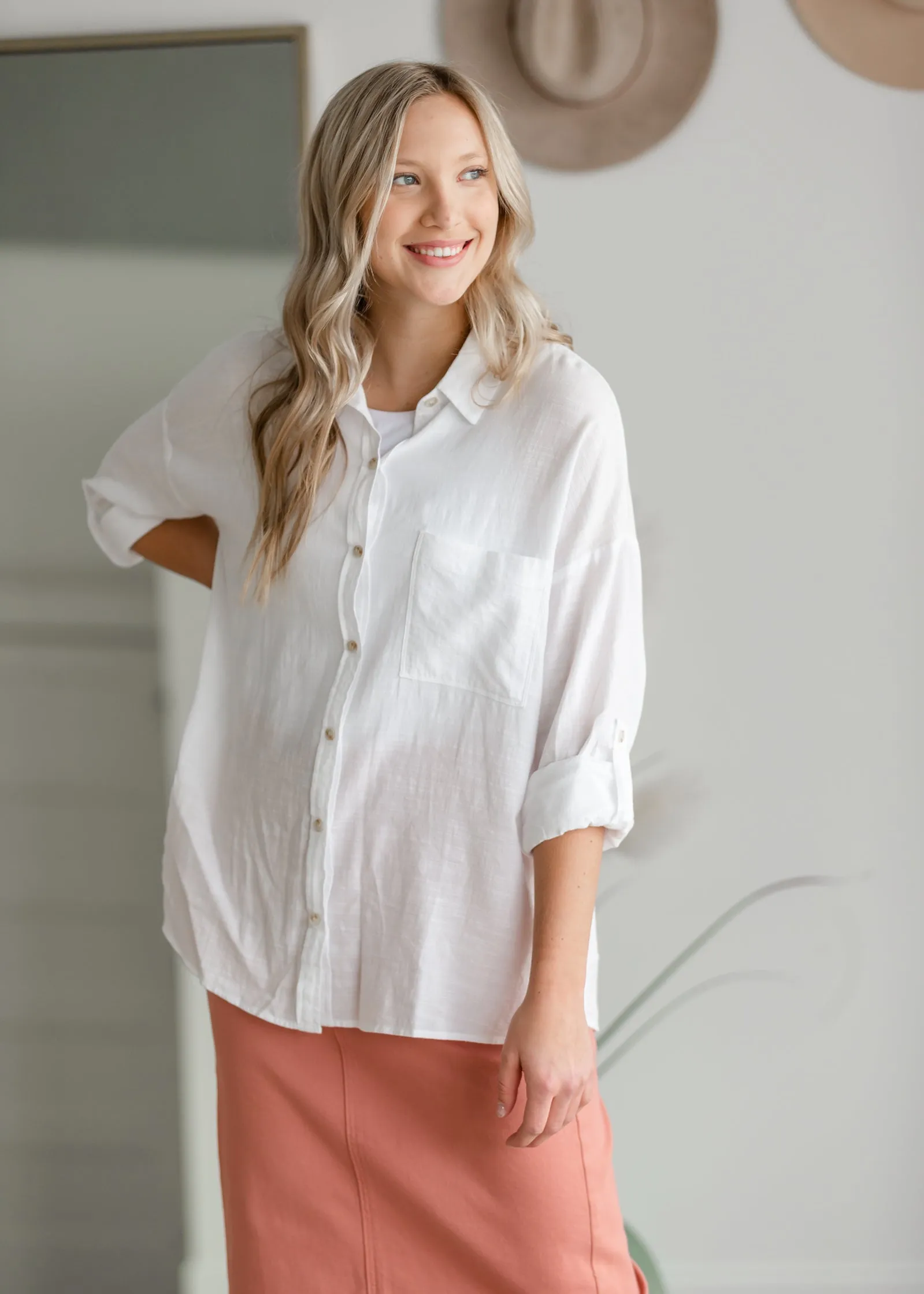 Oversized Cotton Button Down Shirt