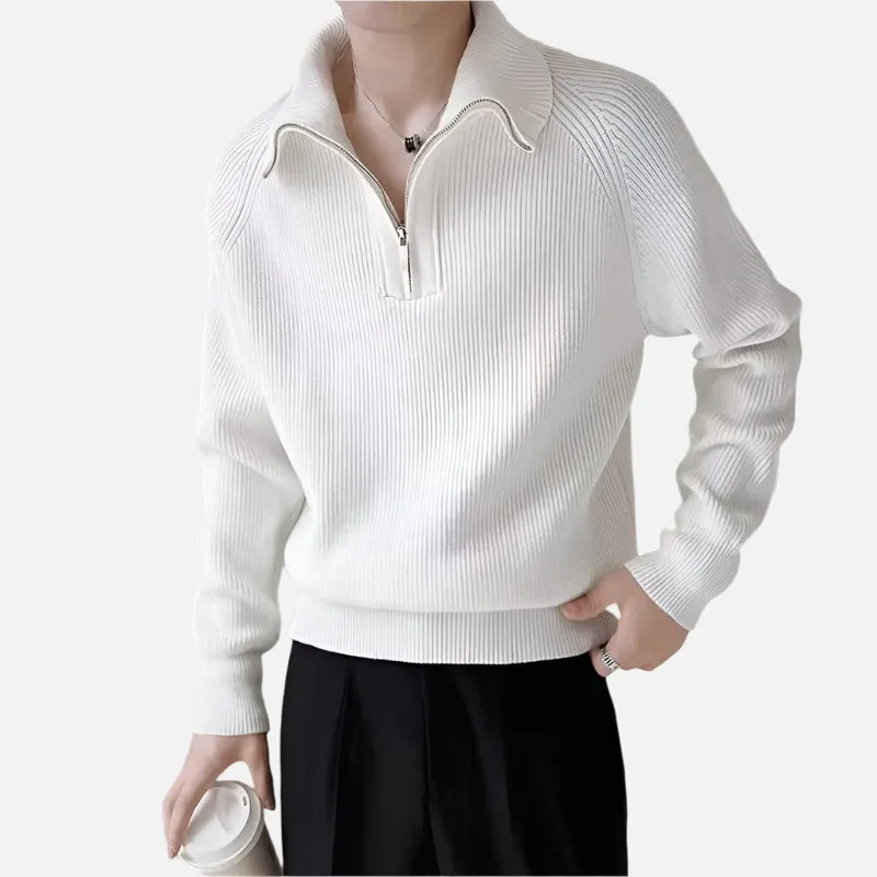 Paris White Half Zip Sweater