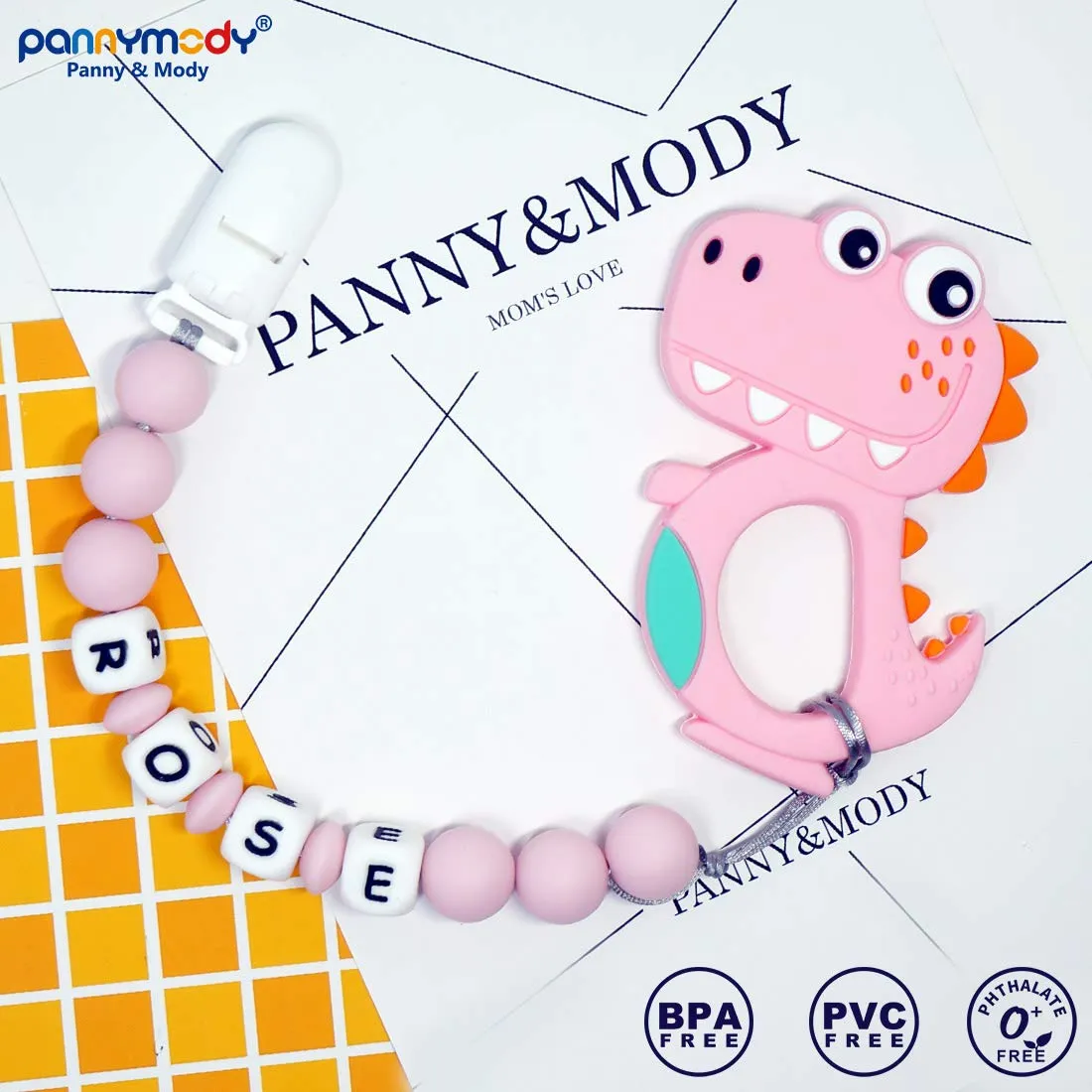 Personalized Teether Toy with Name - T-Rex