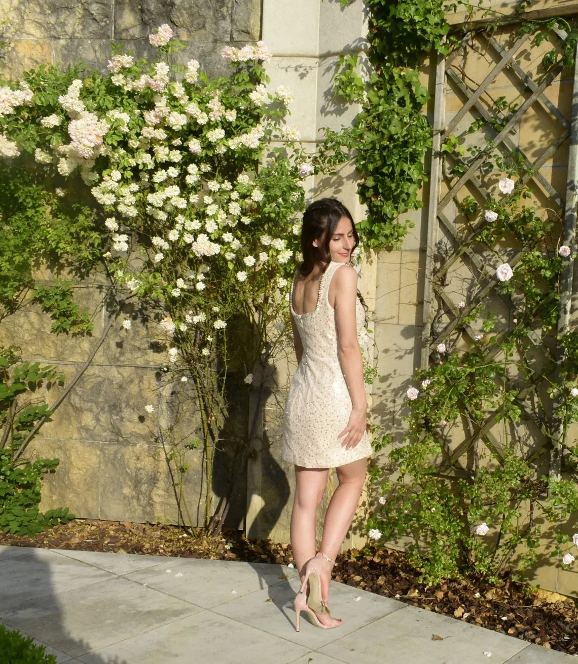 PINK ROSE beaded dress
