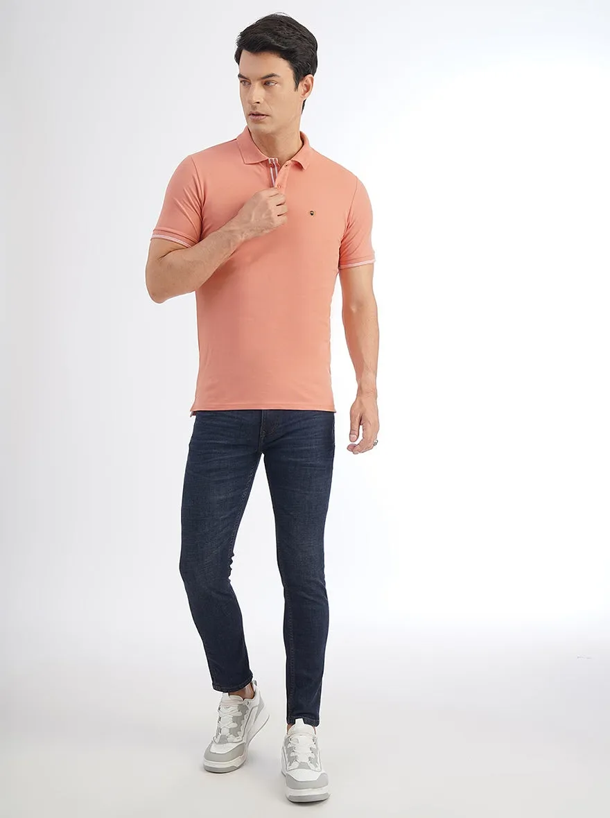 Pink Solid Slim Fit Polo T-Shirt | JadeBlue