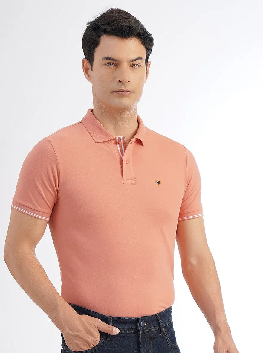 Pink Solid Slim Fit Polo T-Shirt | JadeBlue