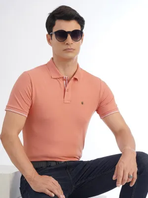 Pink Solid Slim Fit Polo T-Shirt | JadeBlue