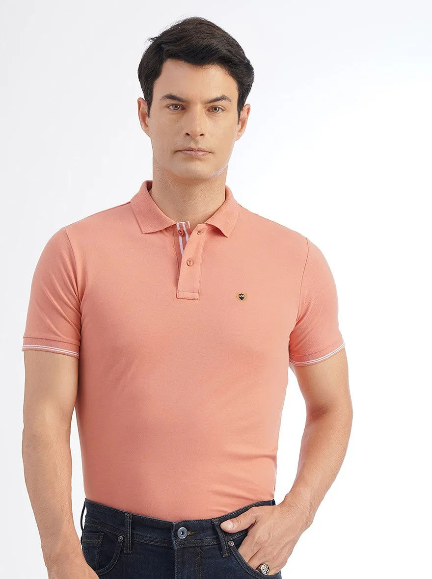 Pink Solid Slim Fit Polo T-Shirt | JadeBlue