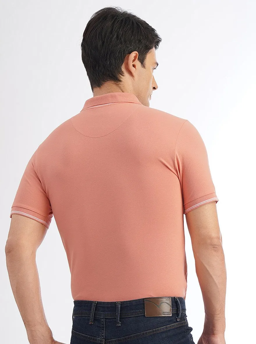 Pink Solid Slim Fit Polo T-Shirt | JadeBlue