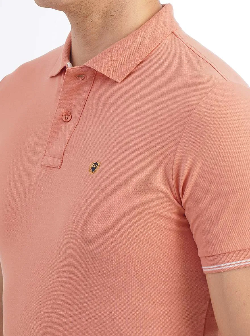 Pink Solid Slim Fit Polo T-Shirt | JadeBlue
