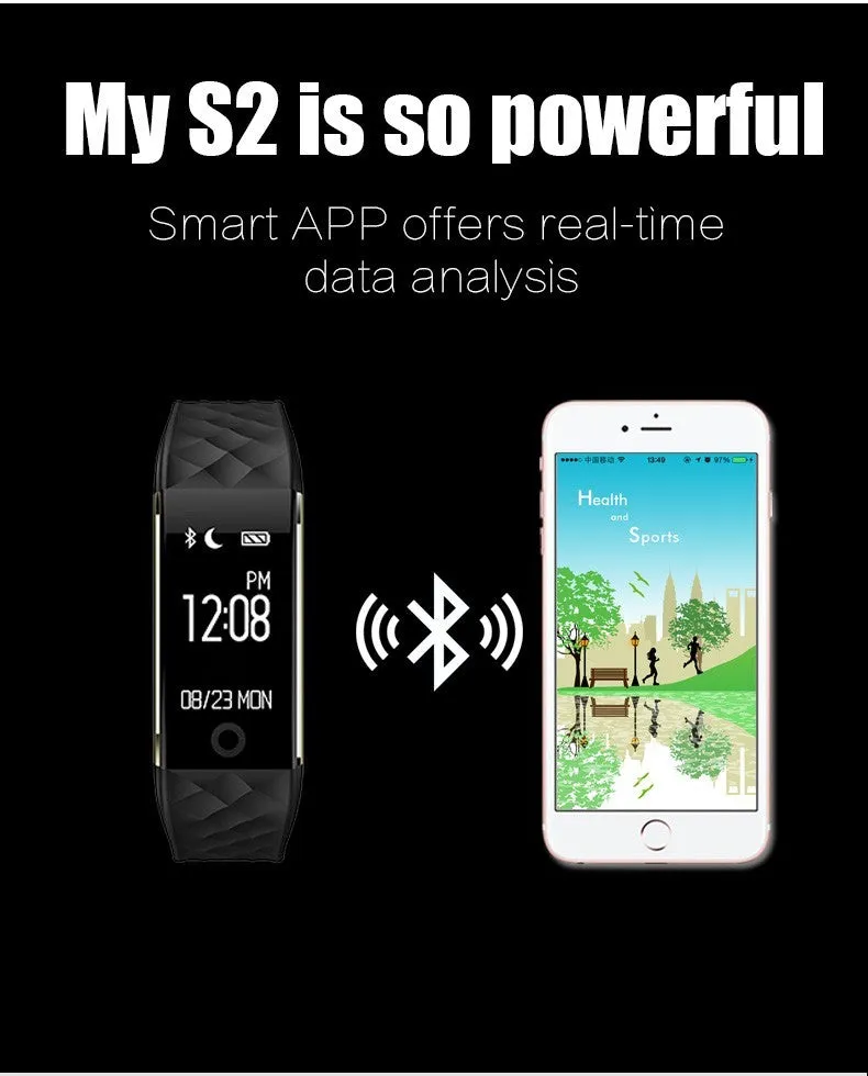 PINWEI S2 Smart Wristband With Heart Rate Monitor IP67 Waterproof Bluetooth For iOS Android