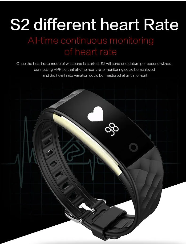 PINWEI S2 Smart Wristband With Heart Rate Monitor IP67 Waterproof Bluetooth For iOS Android