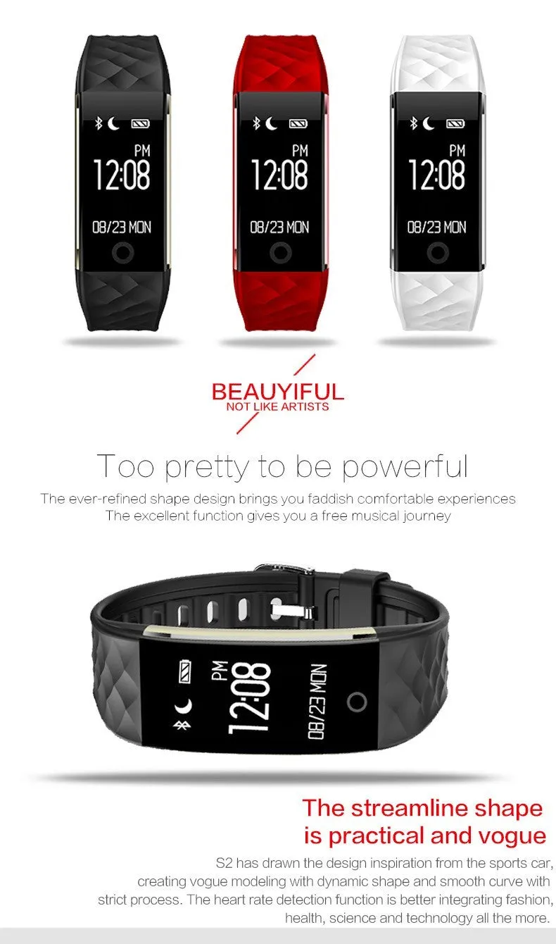 PINWEI S2 Smart Wristband With Heart Rate Monitor IP67 Waterproof Bluetooth For iOS Android