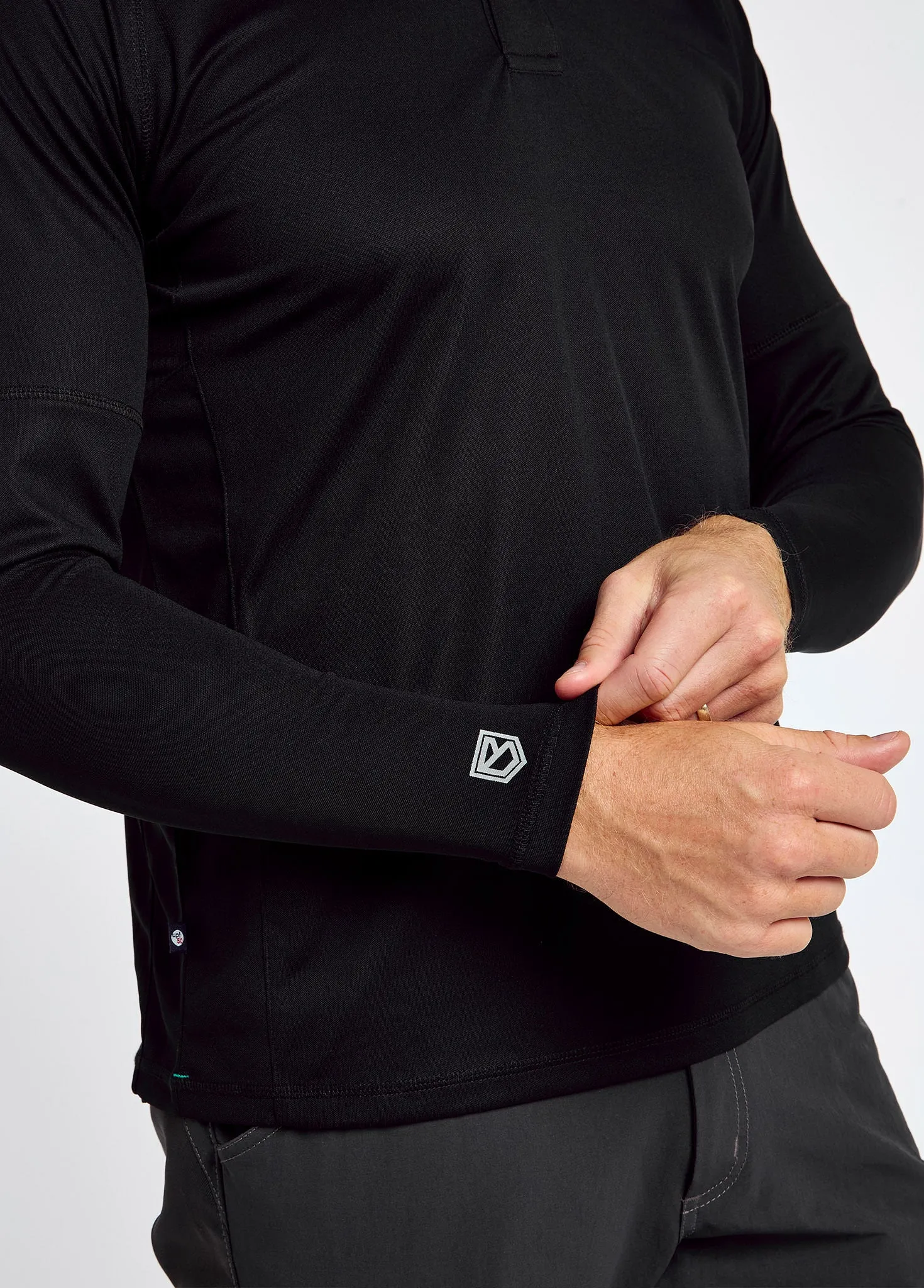 Piraeus Men's Long Sleeve Technical Polo - Black