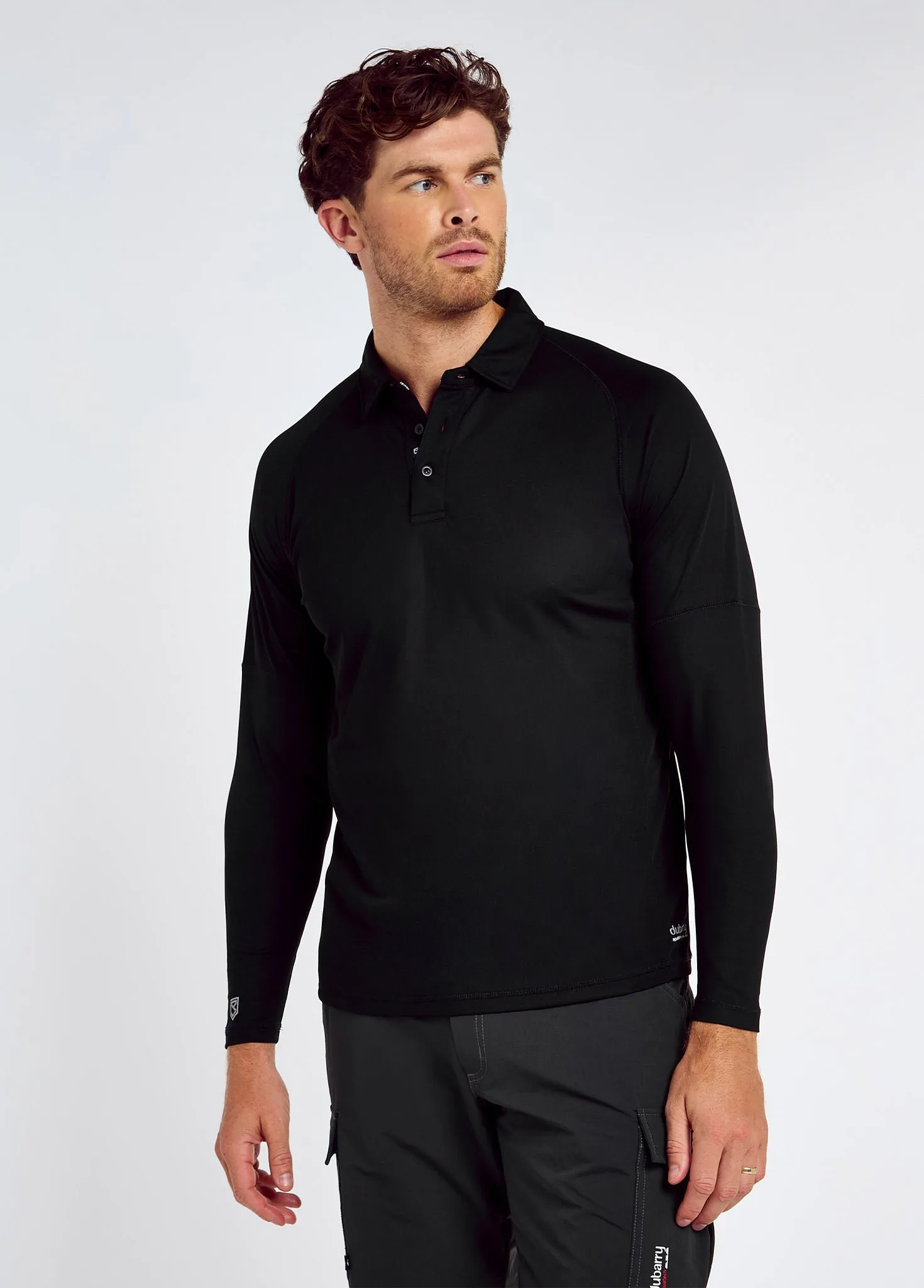 Piraeus Men's Long Sleeve Technical Polo - Black