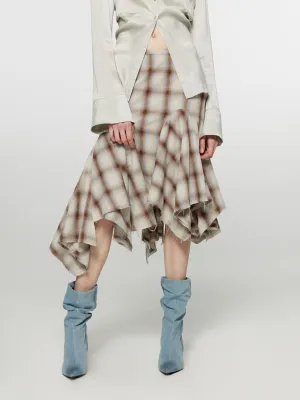 Plaid A-line Midi Skirt