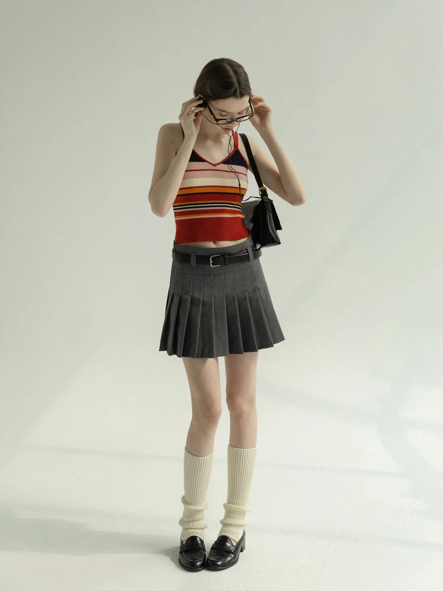 Pleated A-Line Skirt