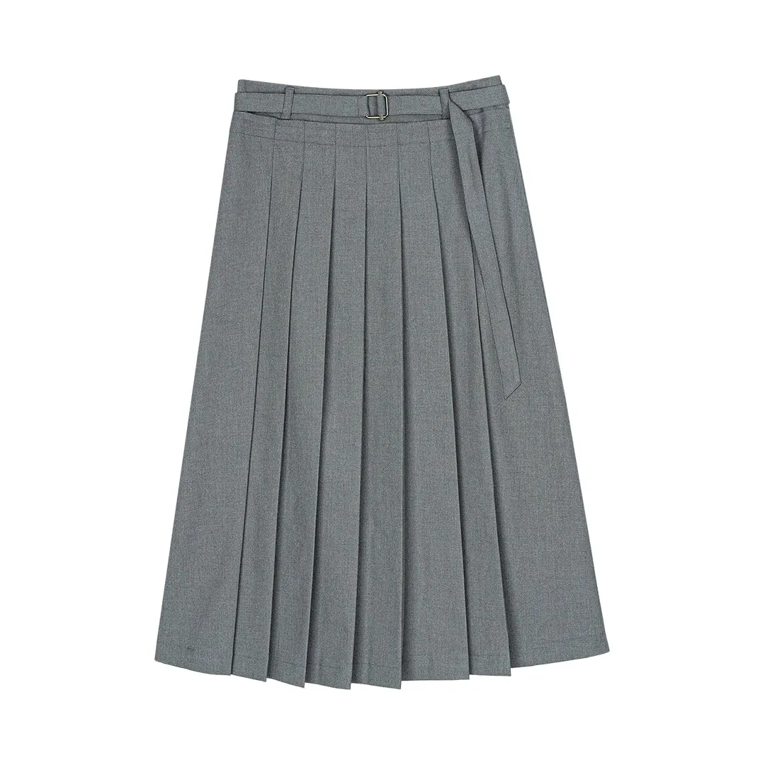 Pleated Maxi Skirt with Adjustable Waistband