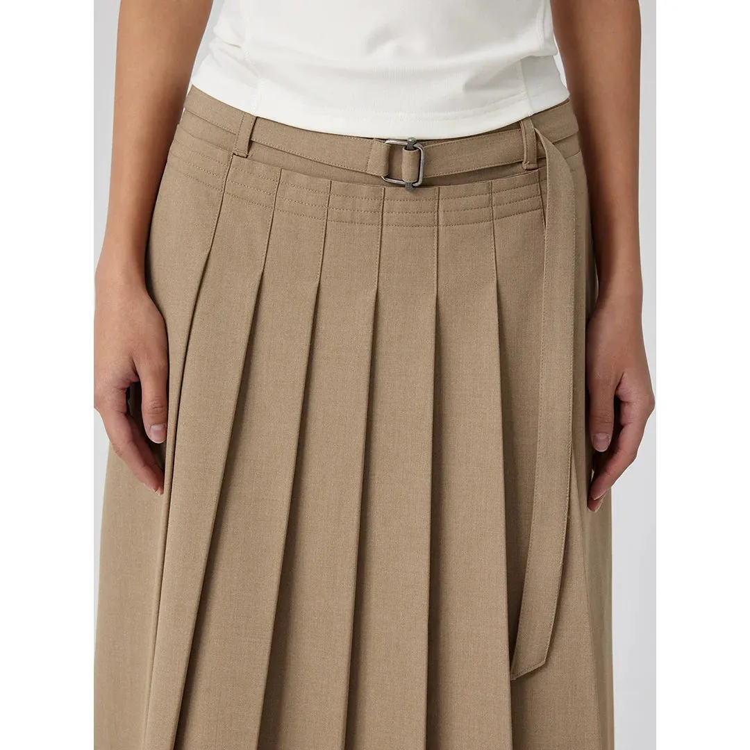 Pleated Maxi Skirt with Adjustable Waistband
