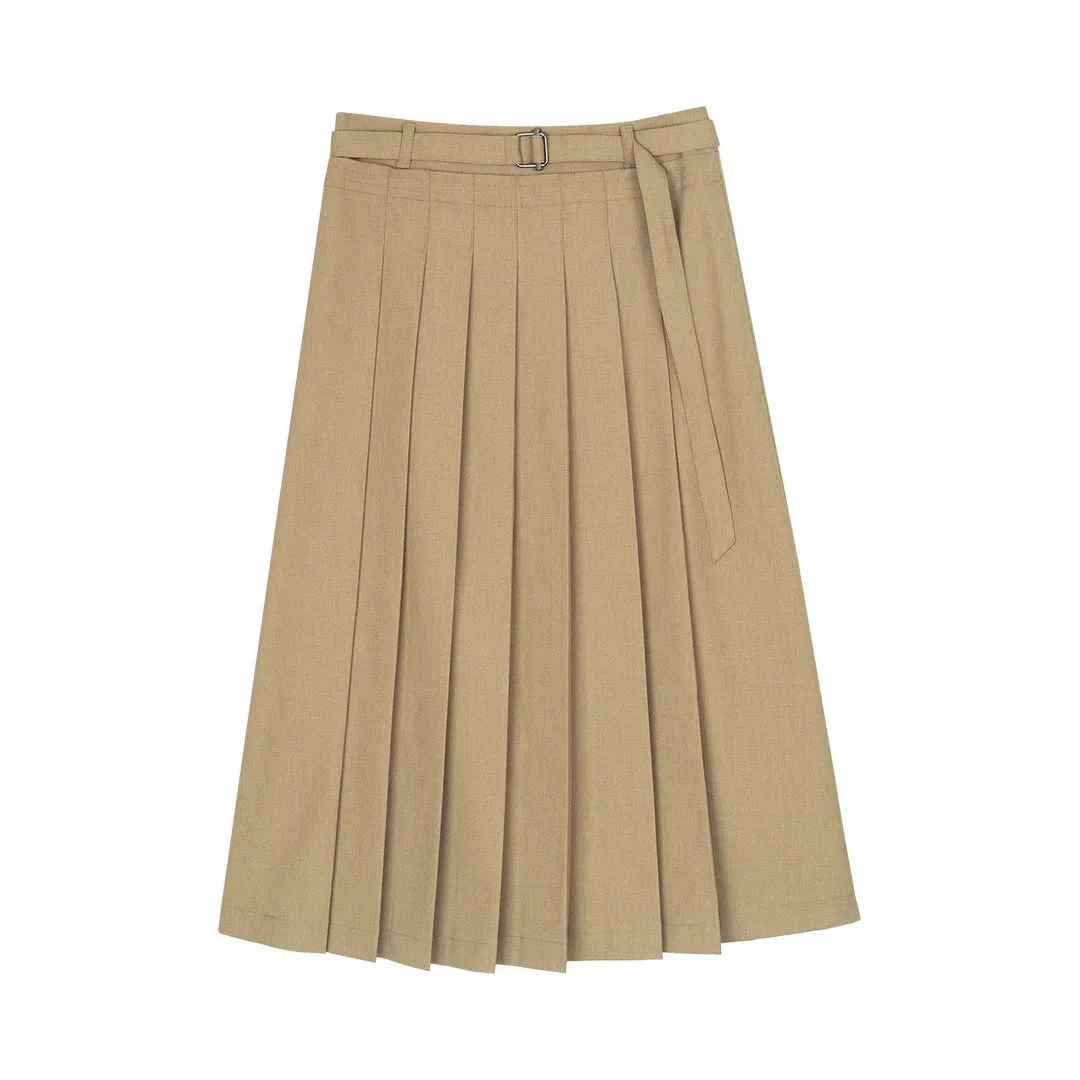 Pleated Maxi Skirt with Adjustable Waistband