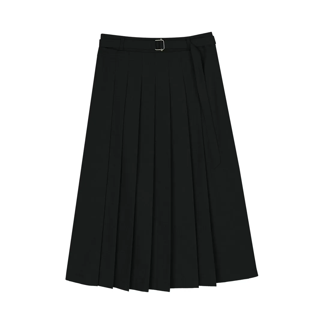 Pleated Maxi Skirt with Adjustable Waistband