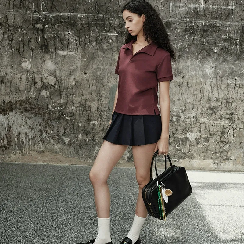 Pleated Mini Skirt with Drawstring Waist