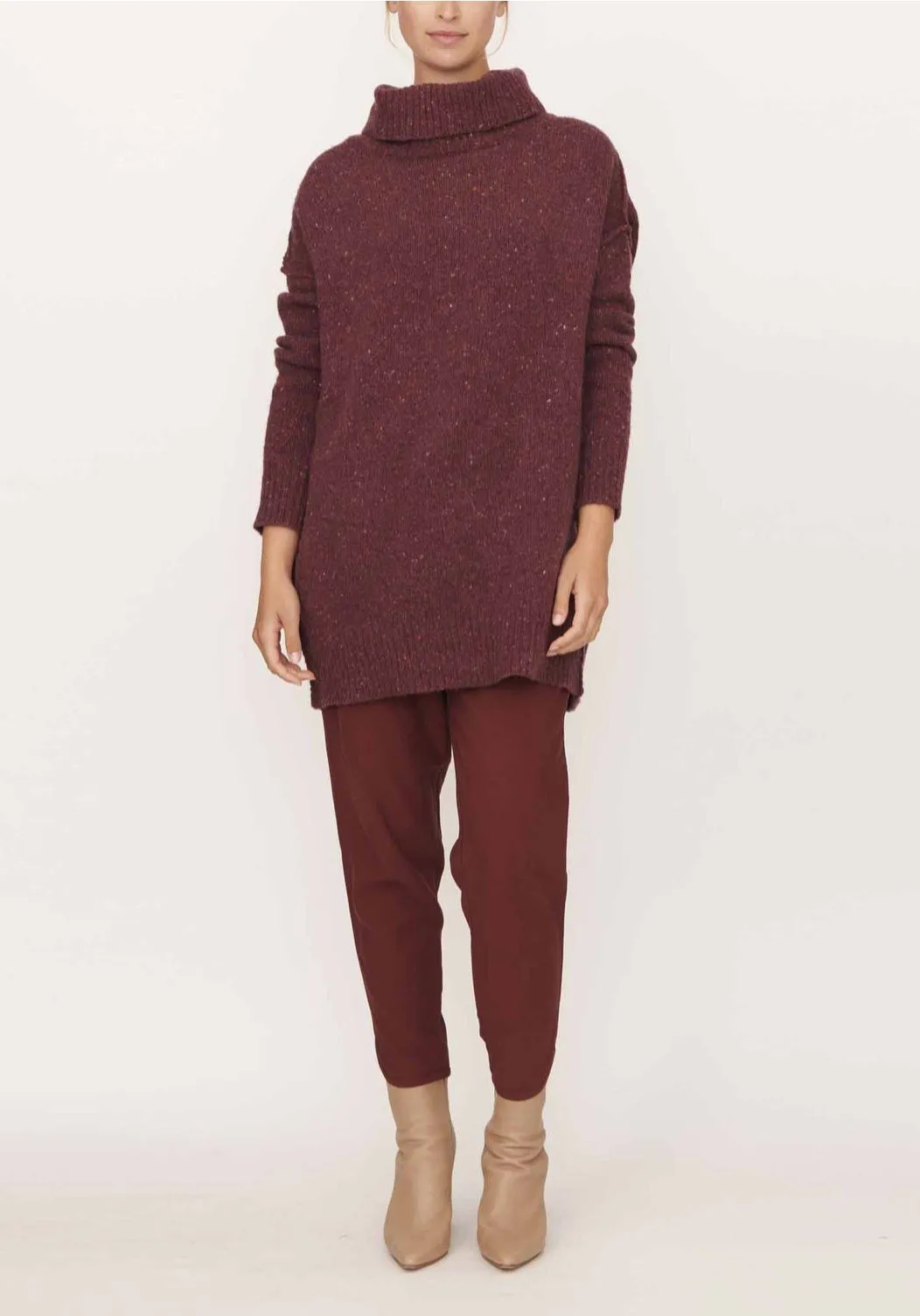POL Transfer Funnel Neck Knit - Plum