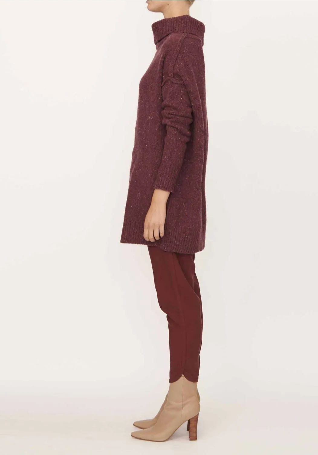 POL Transfer Funnel Neck Knit - Plum