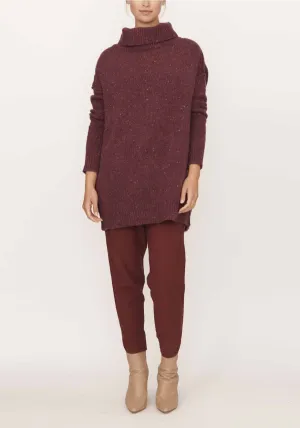 POL Transfer Funnel Neck Knit - Plum