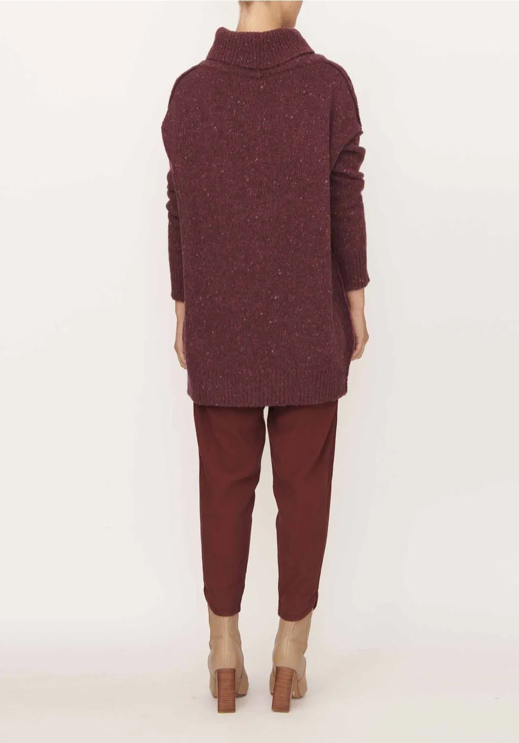 POL Transfer Funnel Neck Knit - Plum