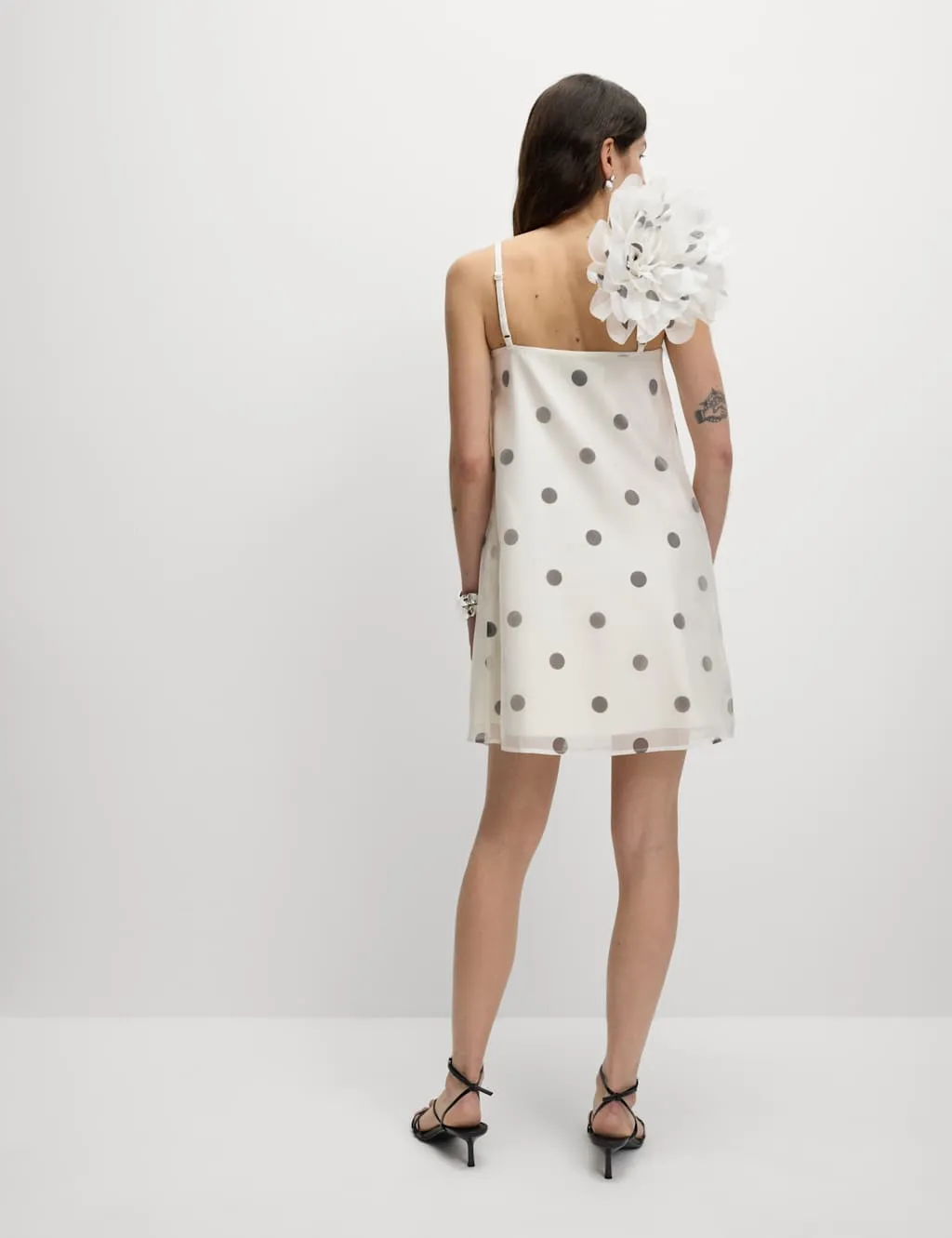 Polka Dot Square Neck Mini Column Dress