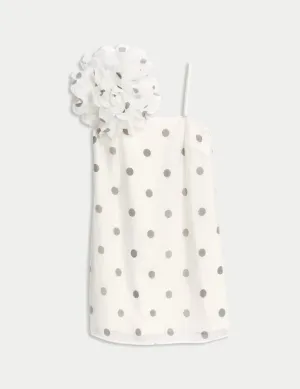 Polka Dot Square Neck Mini Column Dress