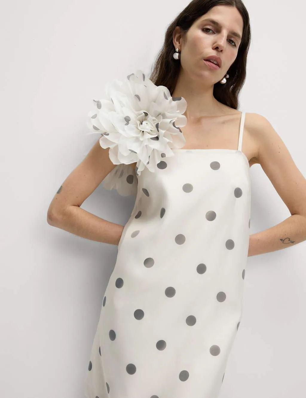 Polka Dot Square Neck Mini Column Dress