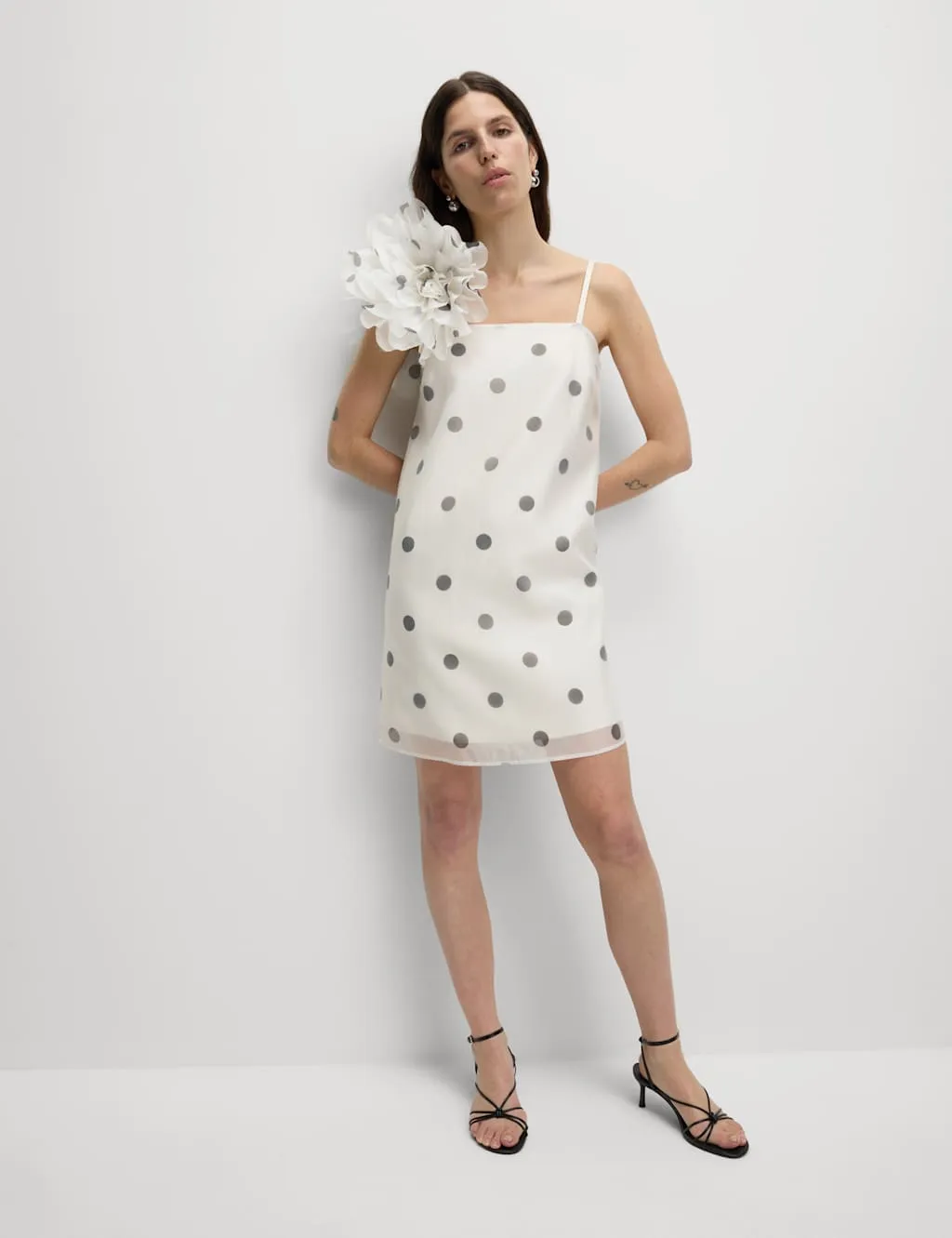 Polka Dot Square Neck Mini Column Dress