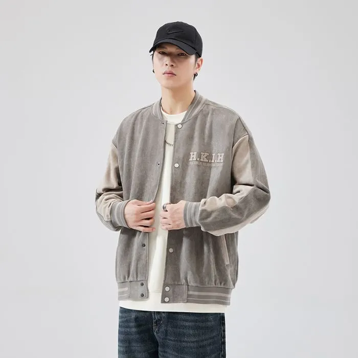 Premium Quality Micro-elastic Faux Suede Varsity Jacket for Men