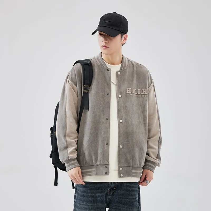 Premium Quality Micro-elastic Faux Suede Varsity Jacket for Men