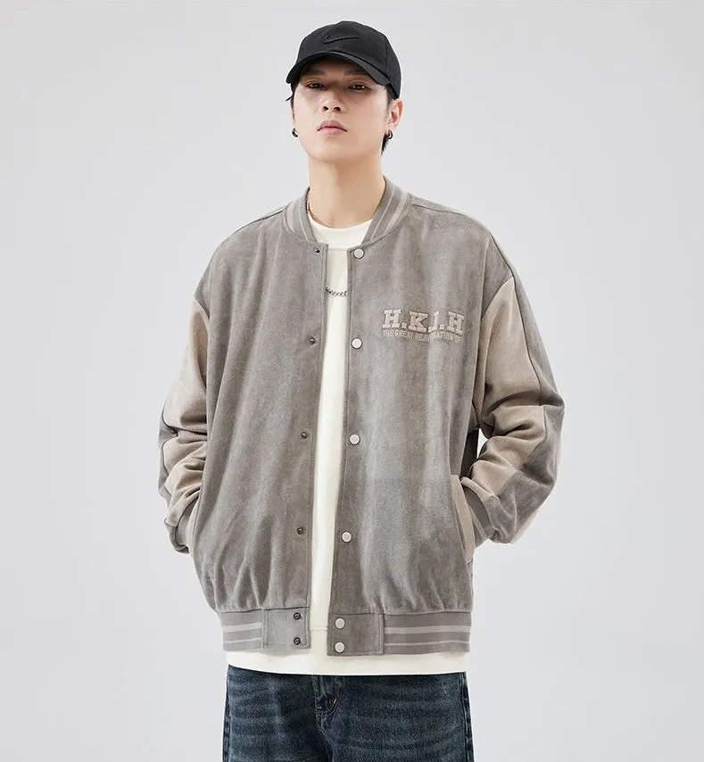 Premium Quality Micro-elastic Faux Suede Varsity Jacket for Men