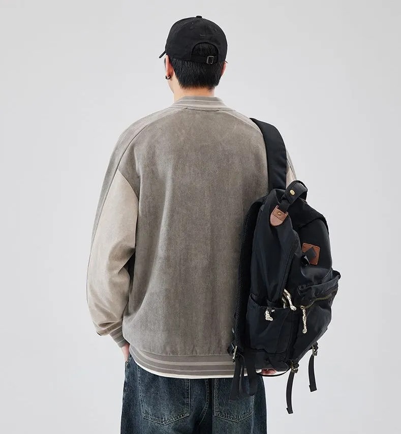 Premium Quality Micro-elastic Faux Suede Varsity Jacket for Men